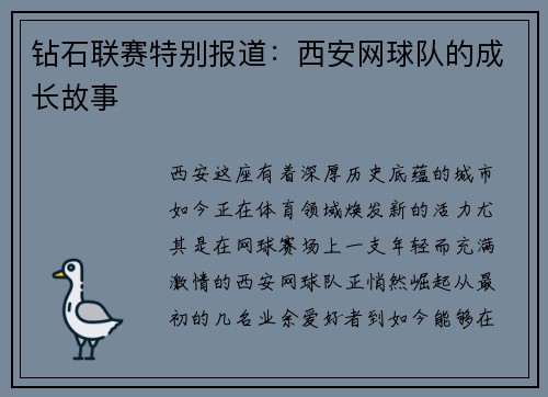 钻石联赛特别报道：西安网球队的成长故事